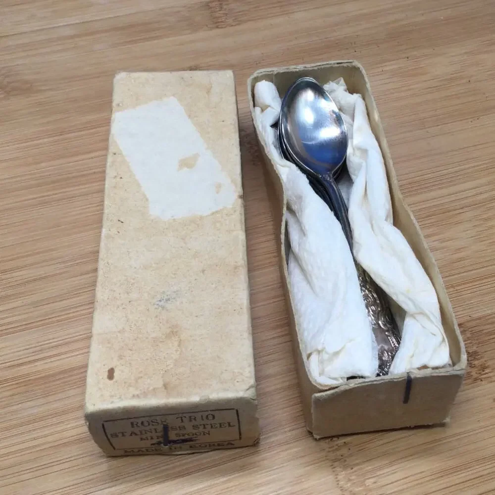 Accord Rose Trio Stainless Steel Sugar Spoon Set of 8 in box